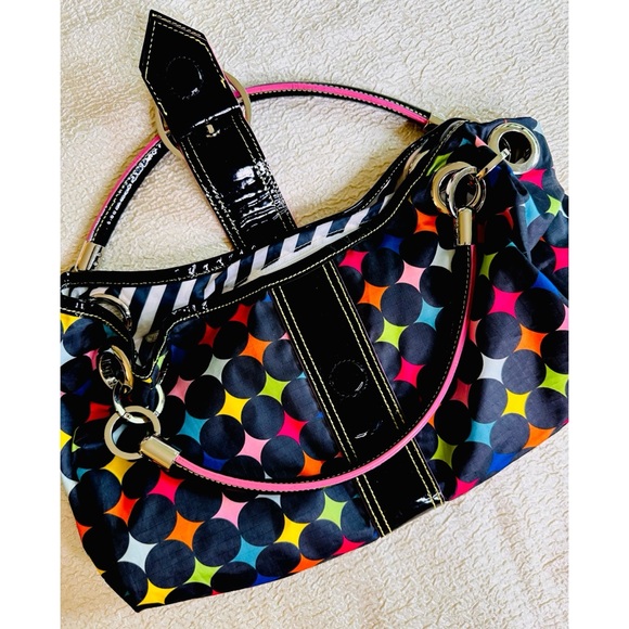 Vintage LeSportSac Shoulder Bag / Black Multicolor Purse Y2K - Picture 3 of 12